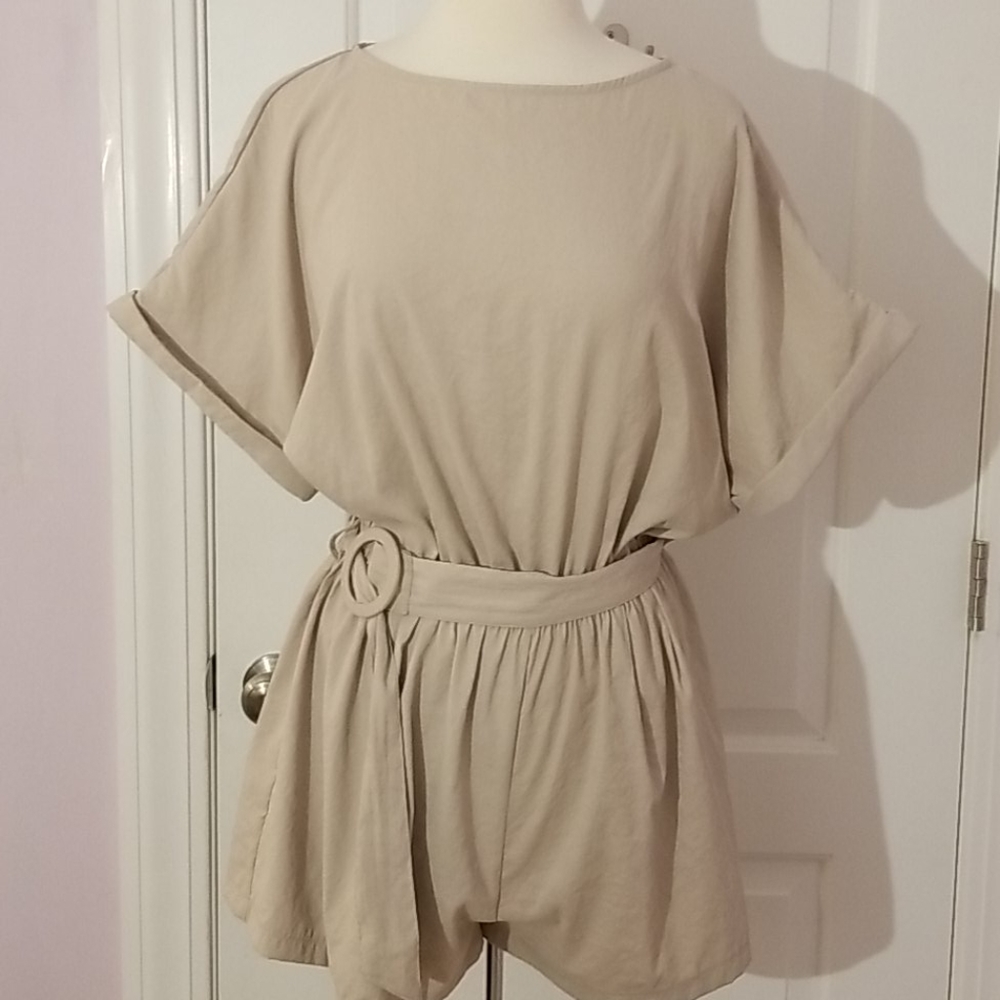 Tan Belted Romper Size M